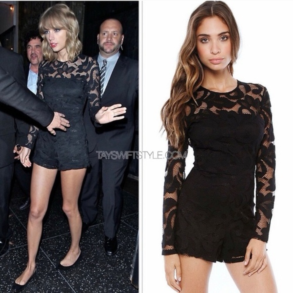 Black Lace Long Sleeve Romper